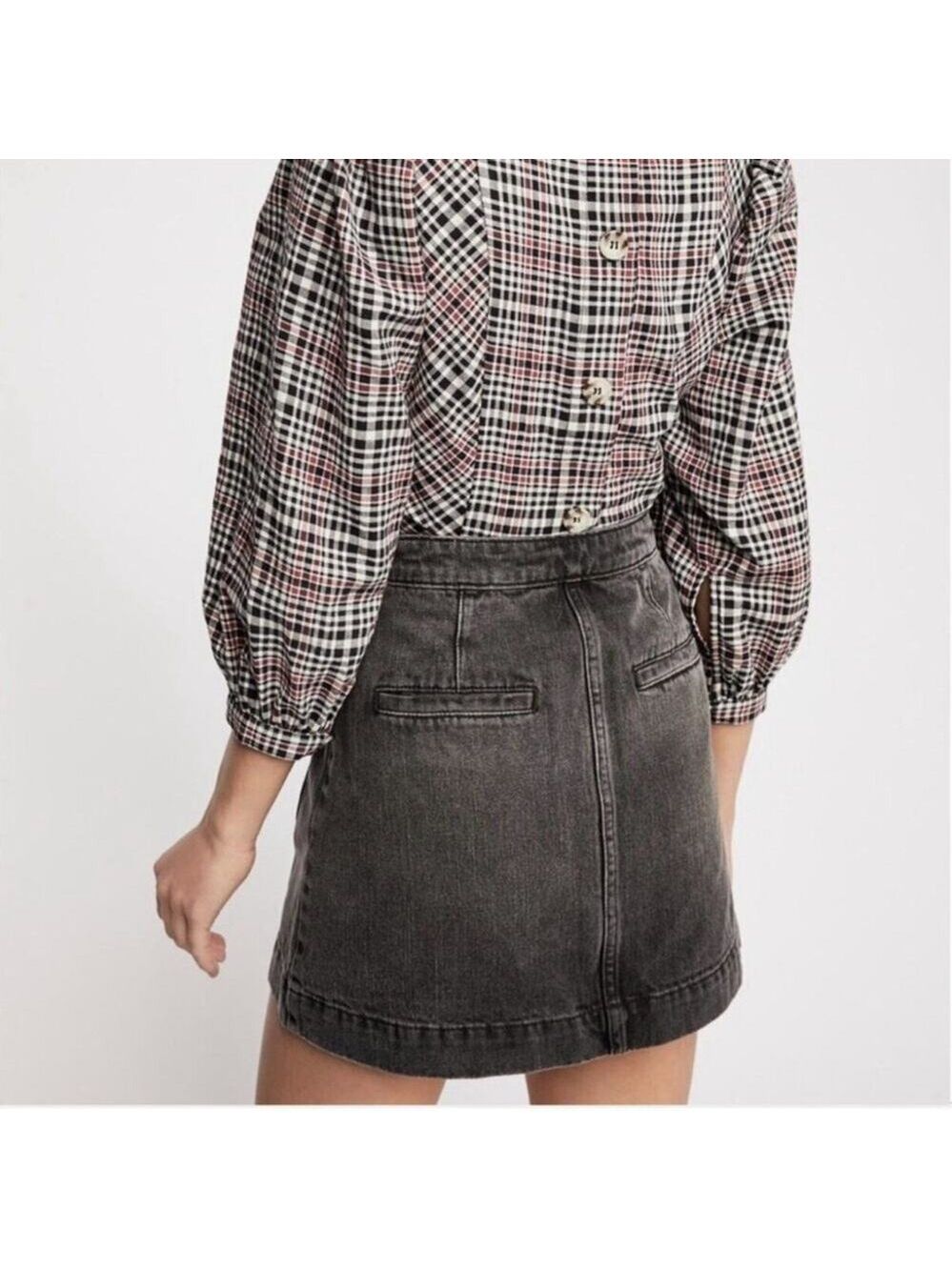 Free People Dark Gray Button-Front Midi Skirt we are the people NWT size 25 - Picture 15 of 15